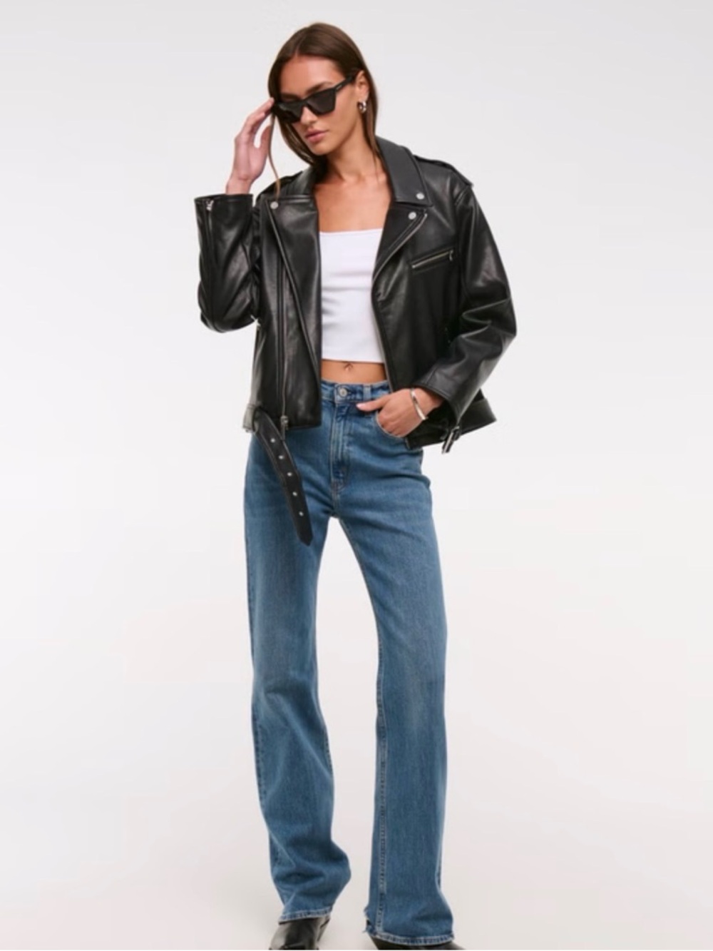 Abercrombie & Fitch Black Leather Moto Jacket